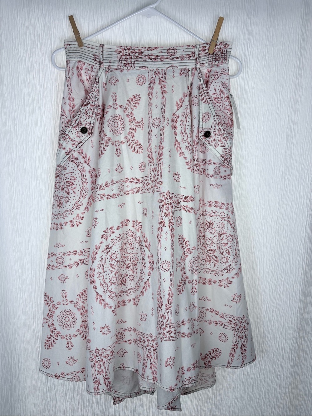 Pilcro Organic Cotton Handkerchief Hem Midi Skirt, Size Medium